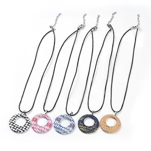Raffia Woven Pendants Necklaces
