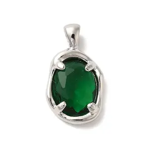Platinum Brass Micro Pave Cubic Zirconia Pendants