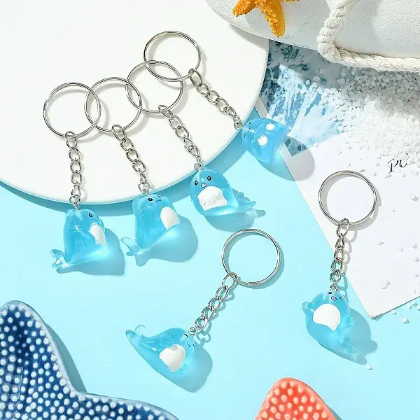 6Pcs Luminous Resin Keychain