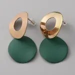 Alloy Flat Round Dangle Stud Earrings for Women