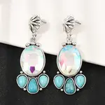 Alloy Synthetic Turquoise Dangle Stud Earrings