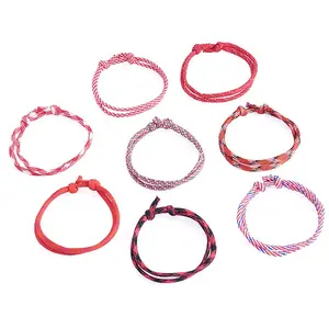 32Pcs 8 Styles Polyester & Spandex Cord Braided Bead Bracelets