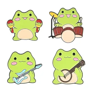 4Pcs 4 Styles Cartoon Frog Enamel Pins