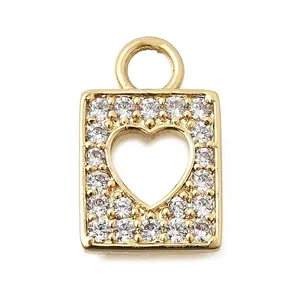 Brass Micro Pave Clear Cubic Zirconia Charms