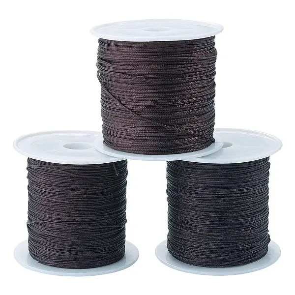 3 Rolls 3 Styles Round Nylon Braided Cord