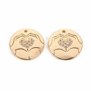 Brass Micro Pave Clear Cubic Zirconia Charms