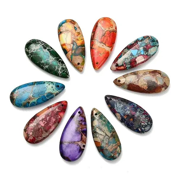Dyed Natural Imperial Jasper Pendants