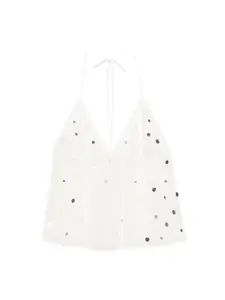 Pull&Bear Top  strieborná / biela