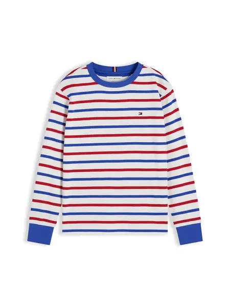 TOMMY HILFIGER Tričko 'Essential Stripe Relaxed Long Sleeve'  modrá / červená / biela