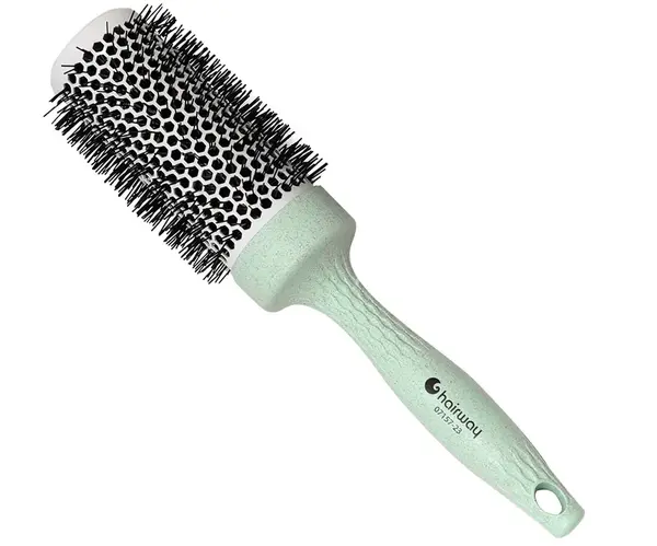 Kulatý kartáč z organického materiálu s nylonovými štětinami Hairway Organica - zelený, 43 mm (07157-23) + dárek zdarma