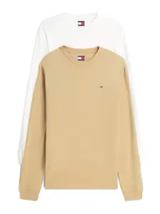Tommy Jeans Tričko  béžová / biela
