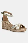 Tommy Hilfiger sandály na klínku kožené MID WEDGE ESPAD X CROSS GOLD