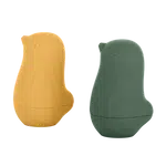 PETITE&MARS Hračky silikonové do koupele - Love birds Ochre Green 6m+
