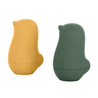 PETITE&MARS Hračky silikonové do koupele - Love birds Ochre Green 6m+
