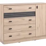 Komoda se šuplíky Almo, 135 cm, dub estana/antracit