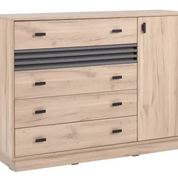 Komoda se šuplíky Almo, 135 cm, dub estana/antracit