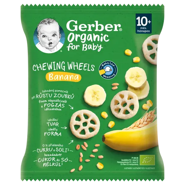 GERBER Organic chewing wheels křupavá kolečka s banánem 28 g
