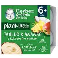GERBER Organic 100% rostlinný dezert jablko a ananas s kokosovým mlékem kus 4 x 90 g