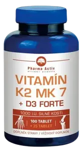 PHARMA ACTIV Vitamin K2 MK 7+D3 Forte 100+25tbl ZDARMA