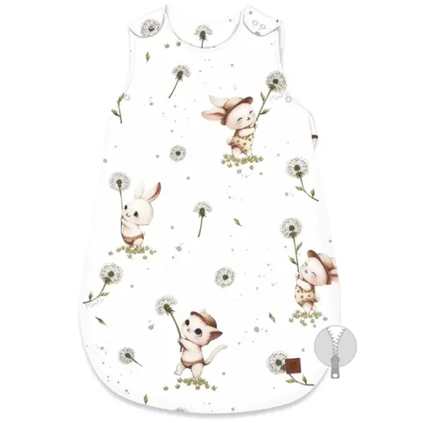 Miminu Spací vak, bavlna, 74 cm, Kocourek a pampeliška - bílá