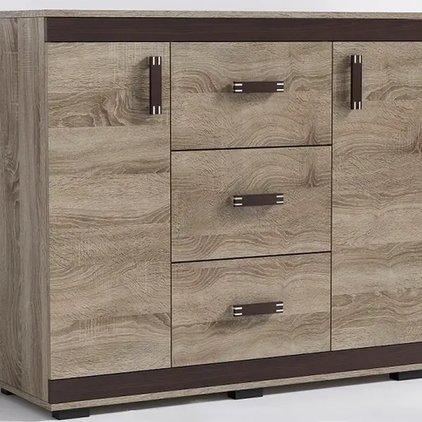 Komoda P13 120cm Barva korpusu: Dub - canyon, Lišta: Wenge, Barva dvířek: Dub - canyon