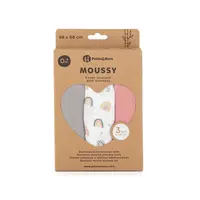 Petite&Mars Sada plen bambusová mušelínová Moussy 68 x 68 cm 3 ks Rose Rainbows