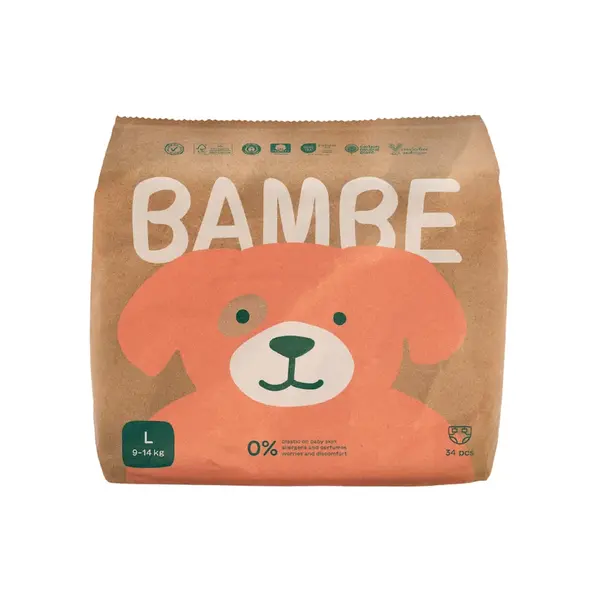 Bambe Ekologické plenky vel. L 9–⁠⁠⁠⁠⁠⁠14 kg 34 ks