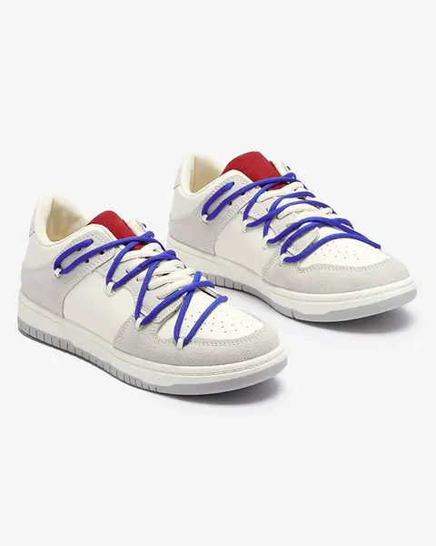 Resti White-gray women's sports sneakers with navy blue laces Olierinc - Footwear