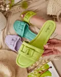 Resti Royalfashion Neon green women's flip-flops with buckle Rydr
