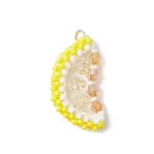 Glass Seed Beaded Lemon Slice Pendants