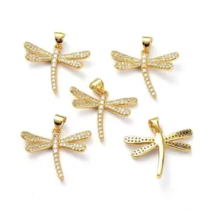 Brass Micro Pave Clear Cubic Zirconia Pendants