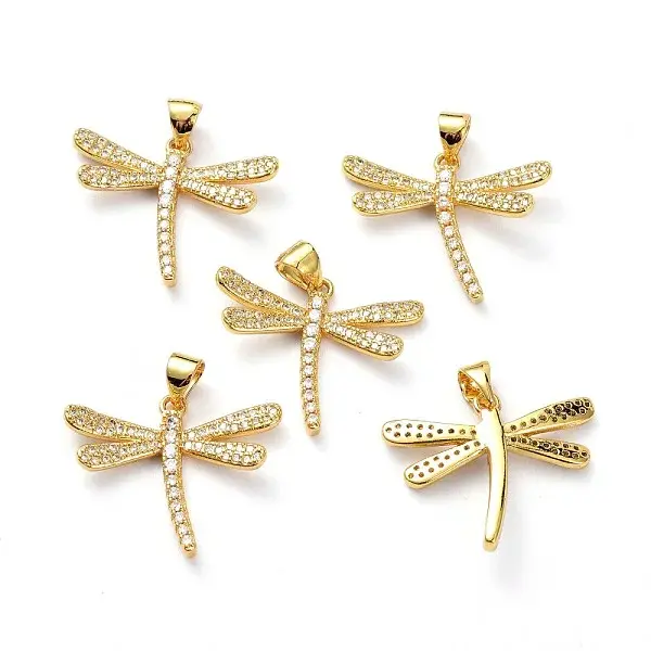 Brass Micro Pave Clear Cubic Zirconia Pendants
