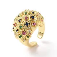 Colorful Cubic Zirconia Dome Open Cuff Ring
