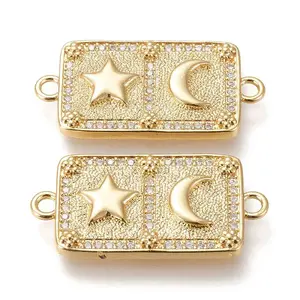 Brass Micro Pave Cubic Zirconia Links Connectors