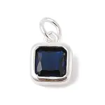 925 Sterling Silver Pave Cubic Zirconia Square Charms with Jump Rings and 925 Stamp