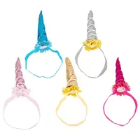 5Pcs 5 Colors Cloth Unicorn Horn Headbands for Kids