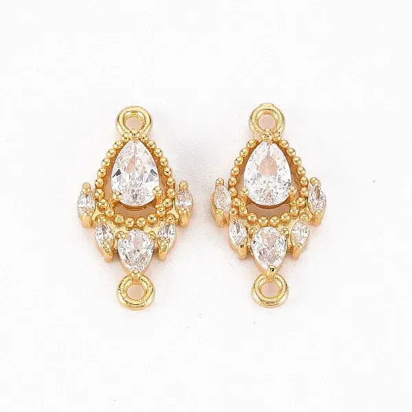Brass Micro Pave Clear Cubic Zirconia Link Connectors