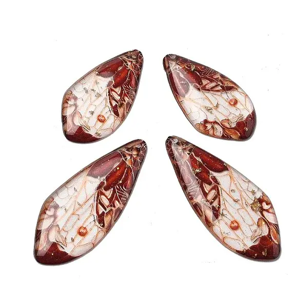 4Pcs Transparent Epoxy Resin Butterfly Wings Pendants