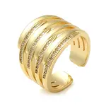 Brass Micro Pave Cubic Zirconia Open Cuff Ring
