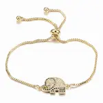 Adjustable Brass Micro Pave Cubic Zirconia Slider Bracelets