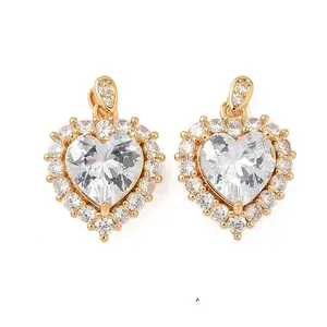 Brass Micro Pave Clear Cubic Zirconia Pendants