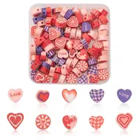 100Pcs 5 Style Handmade Polymer Clay Beads