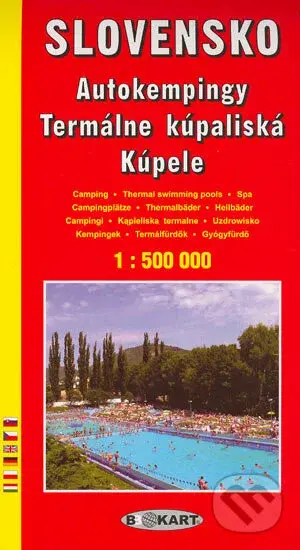 Mapa autokempingov, termálnych kúpalísk a kúpeľov SR 1:500 000