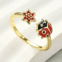 Brass Enamel Cuff Rings for Women