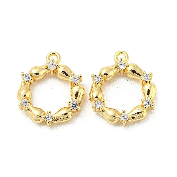 Brass Micro Pave Clear Cubic Zirconia Pendants