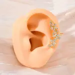 Flower Brass Micro Pave Clear Cubic Zirconia Cuff Earrings