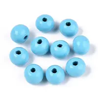 Spray Painted Round Natural Schima Wood Beads
