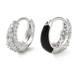 Brass Micro Pave Clear Cubic Zirconia Hoop Earrings for Women