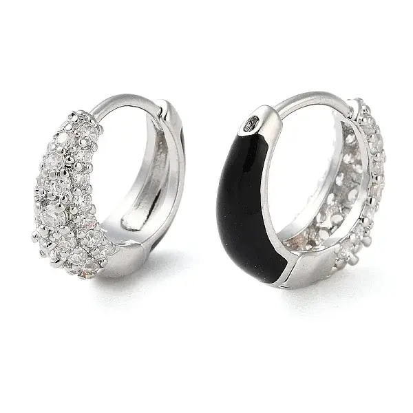 Brass Micro Pave Clear Cubic Zirconia Hoop Earrings for Women