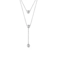Rhodium Plated 925 Sterling Silver Double Layered Necklace